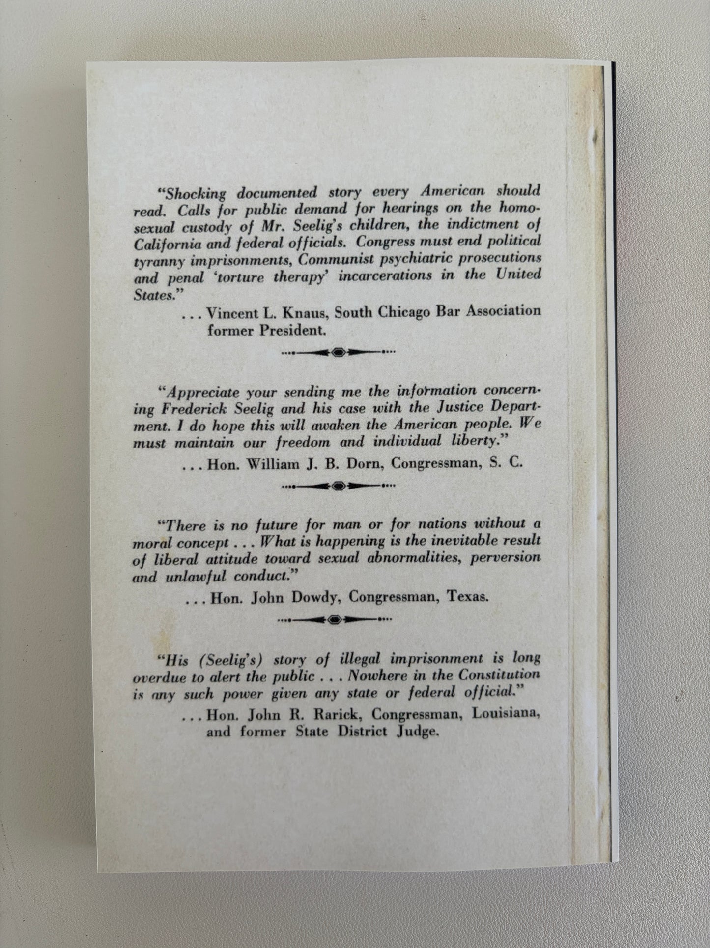 Destroy the Accuser: Federal Homo Power Exposed by Frederick Seelig PB