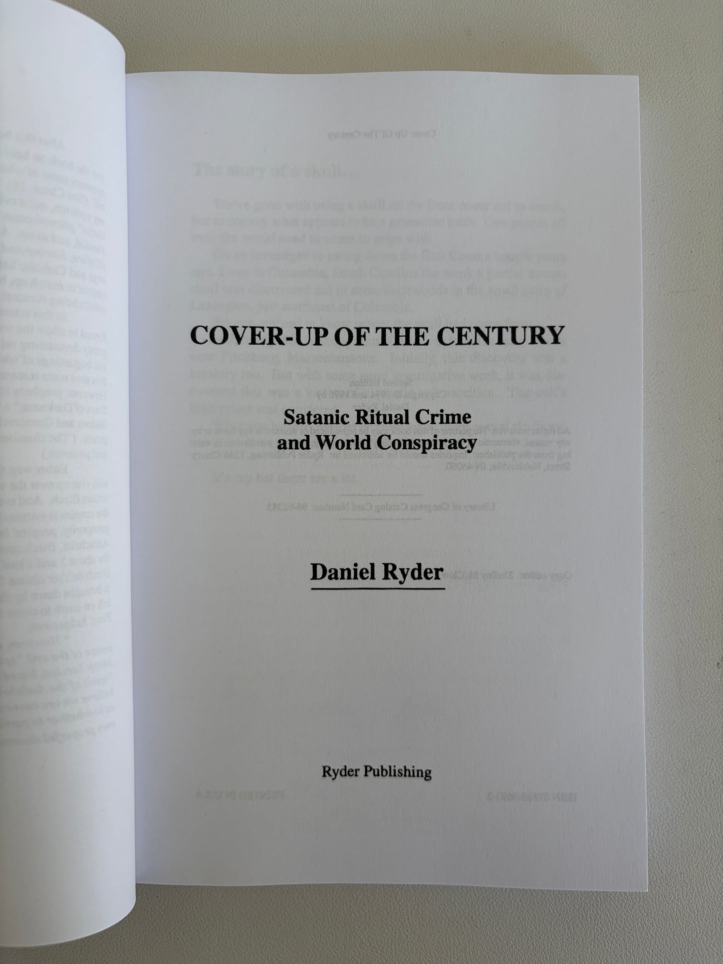 Cover-Up of the Century: Satanic Ritual Crime and World Conspiracy by Daniel Ryder PB