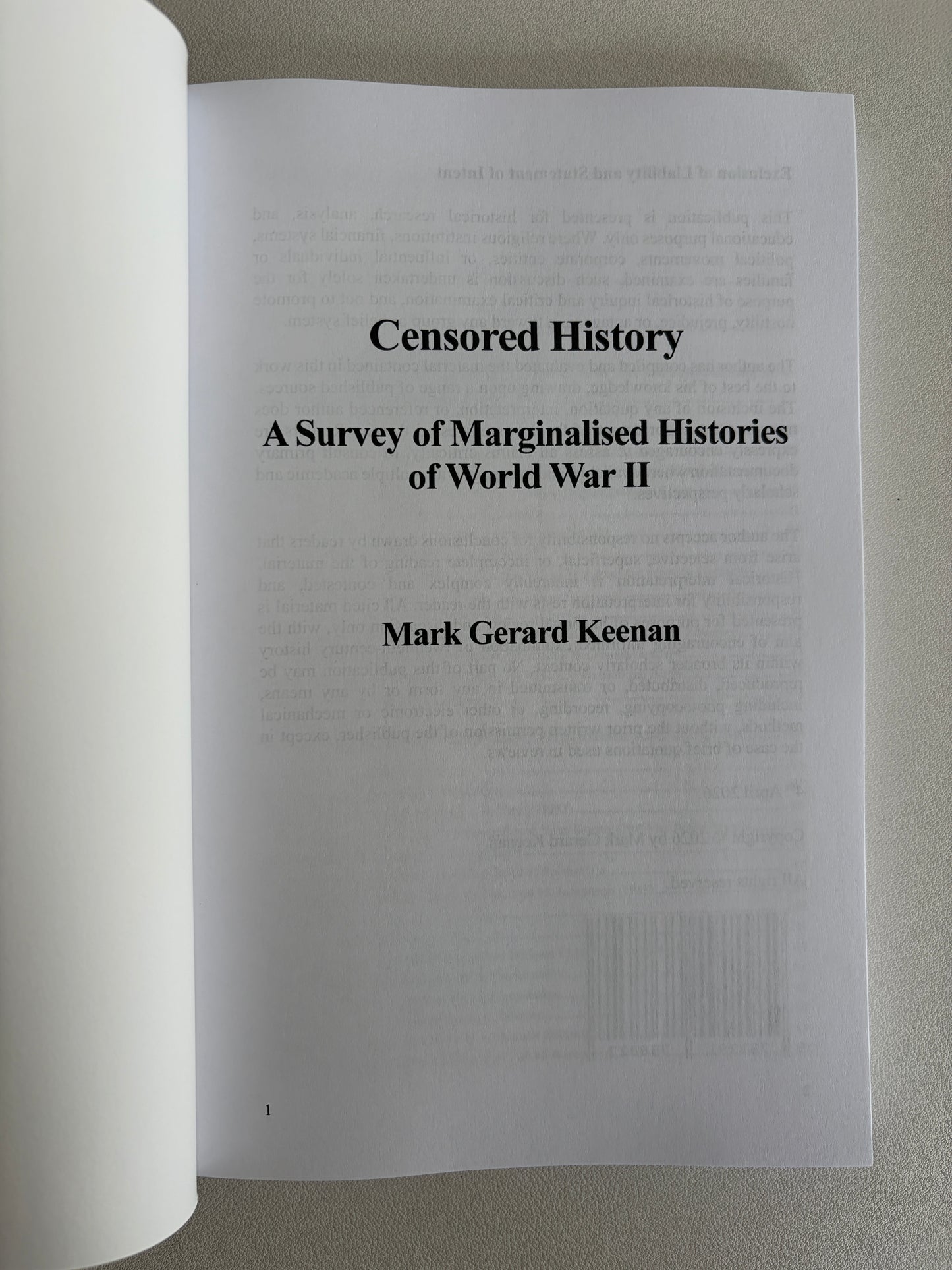 Censored History: Marginalized Histories of World War II by Mark Keenan PB