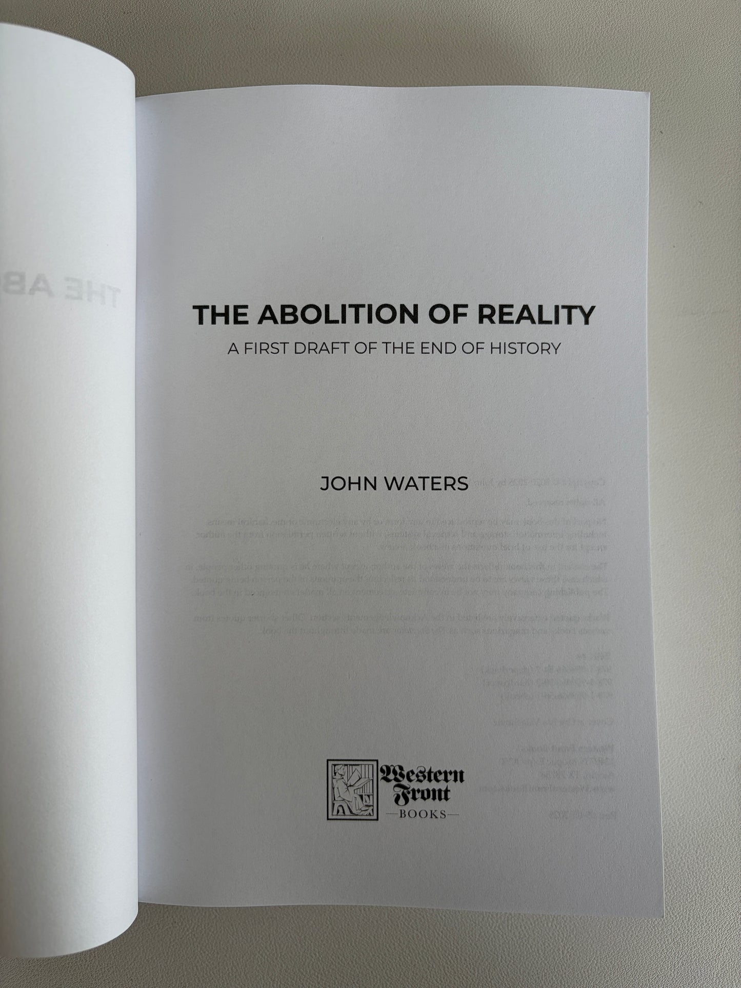 Abolition of Reality: The End of History by John Waters PB
