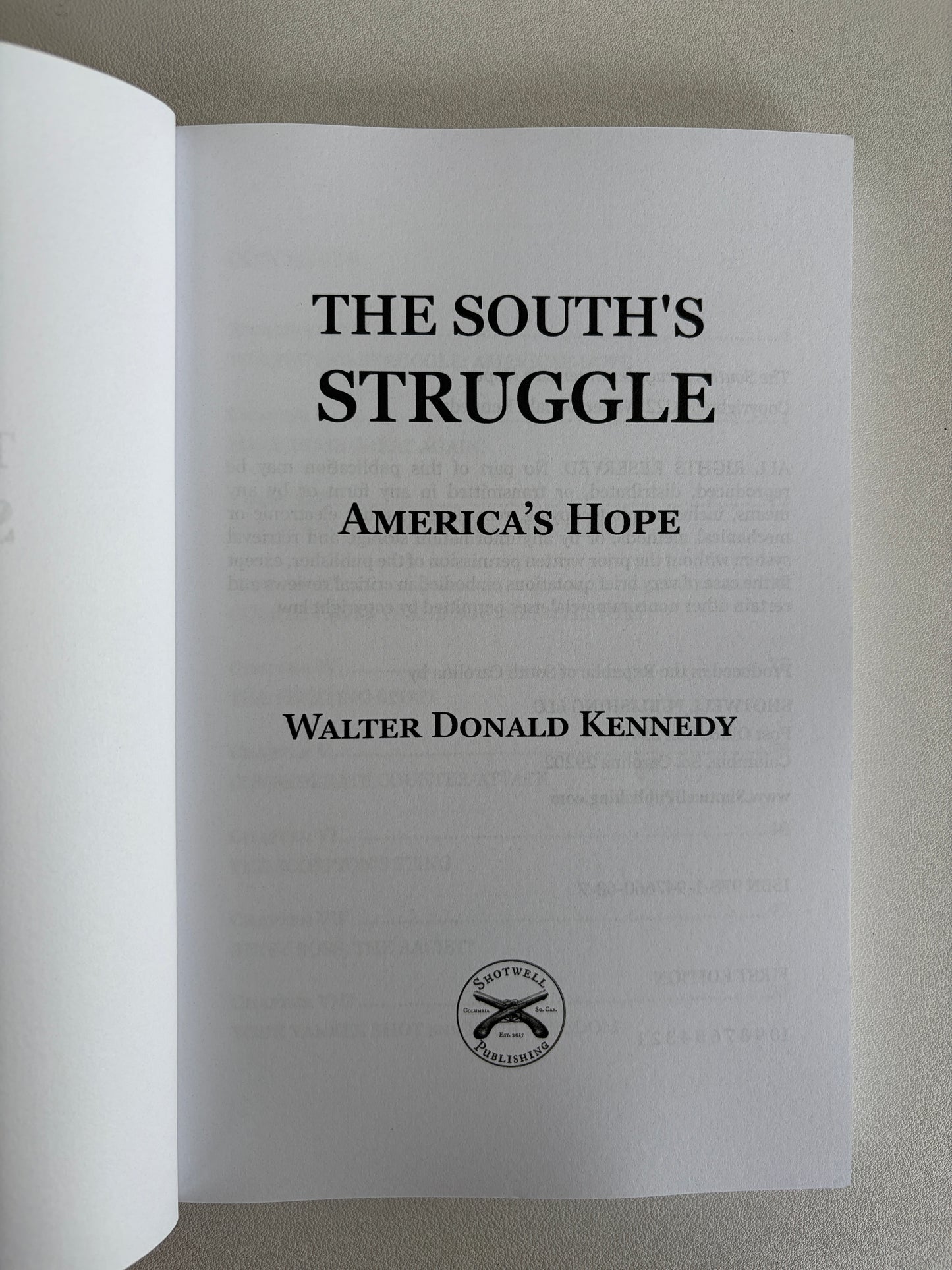 South's Struggle: America's Hope by Walter Kennedy PB