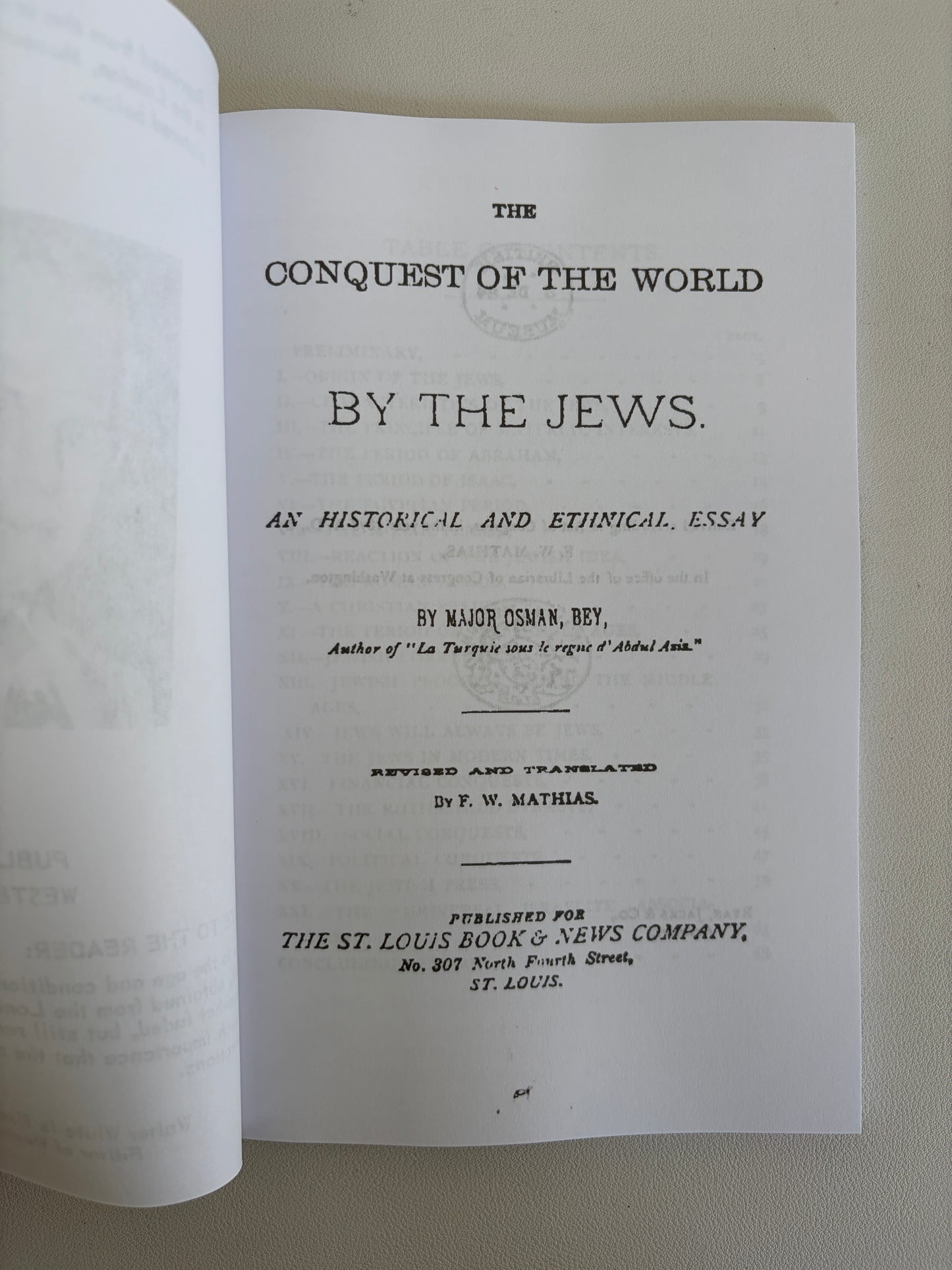 Conquest of the World by Jews by Osman Bey PB