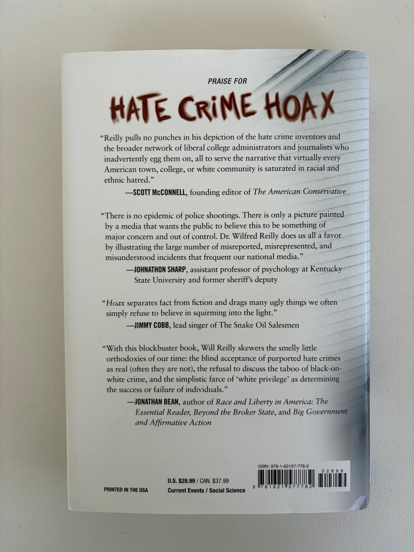 Hate Crime Hoax: How the Left is Selling a Fake Race War by Wilfred Reilly HB