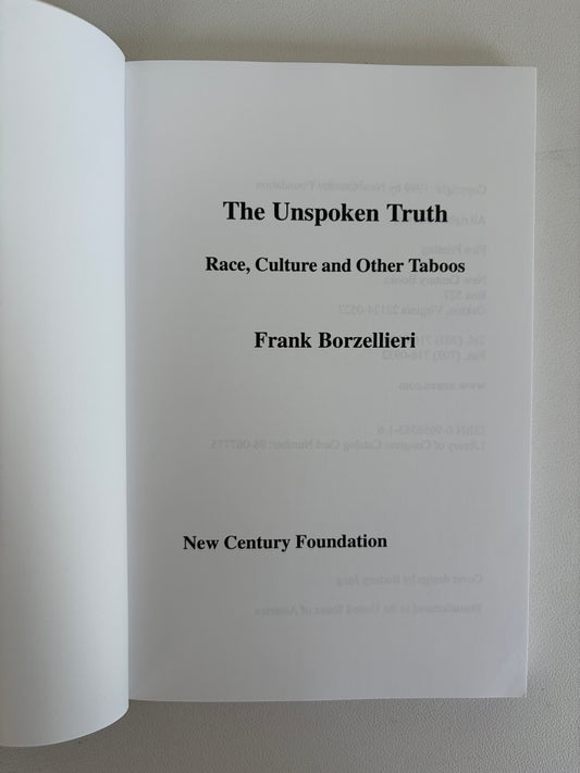 Unspoken Truth: Race, Culture, and Other Taboos by Frank Borzelieri PB