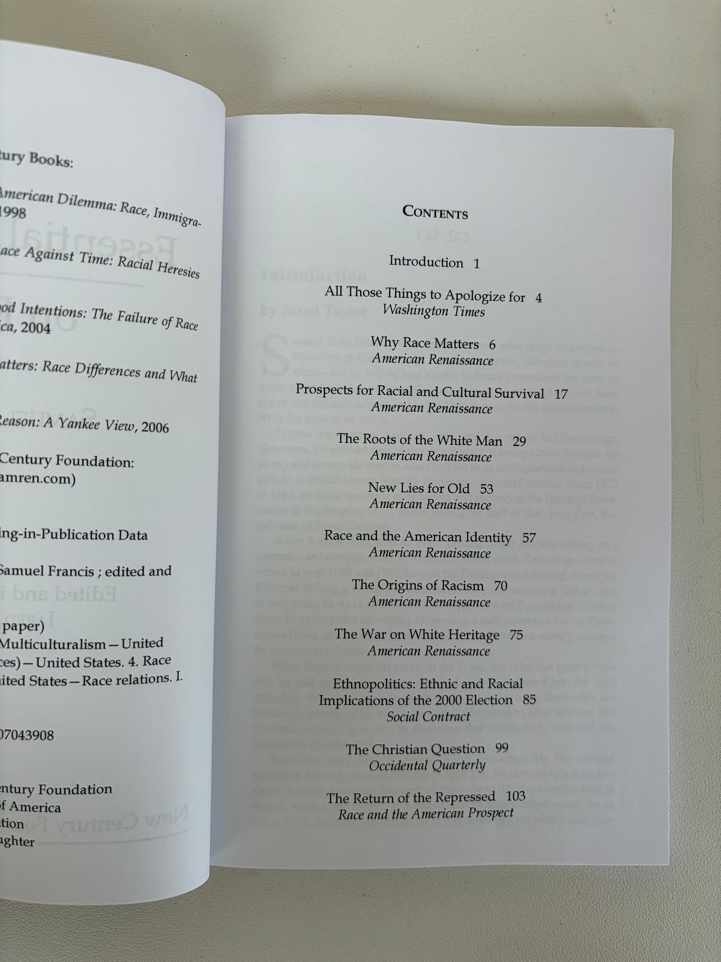 Essential Writings on Race by Samuel Francis PB