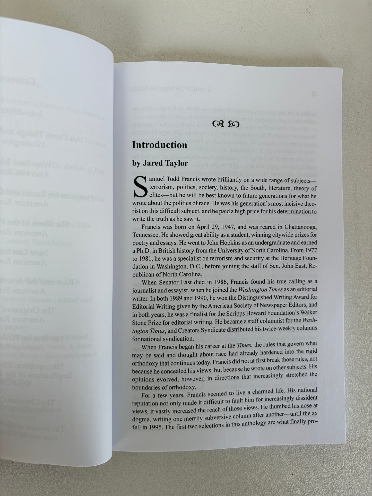 Essential Writings on Race by Samuel Francis PB