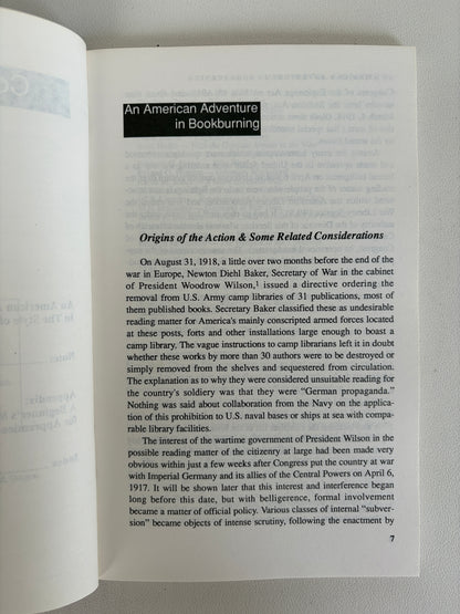 American Adventure in Bookburning: In the Style of 1918 by James Martin PB