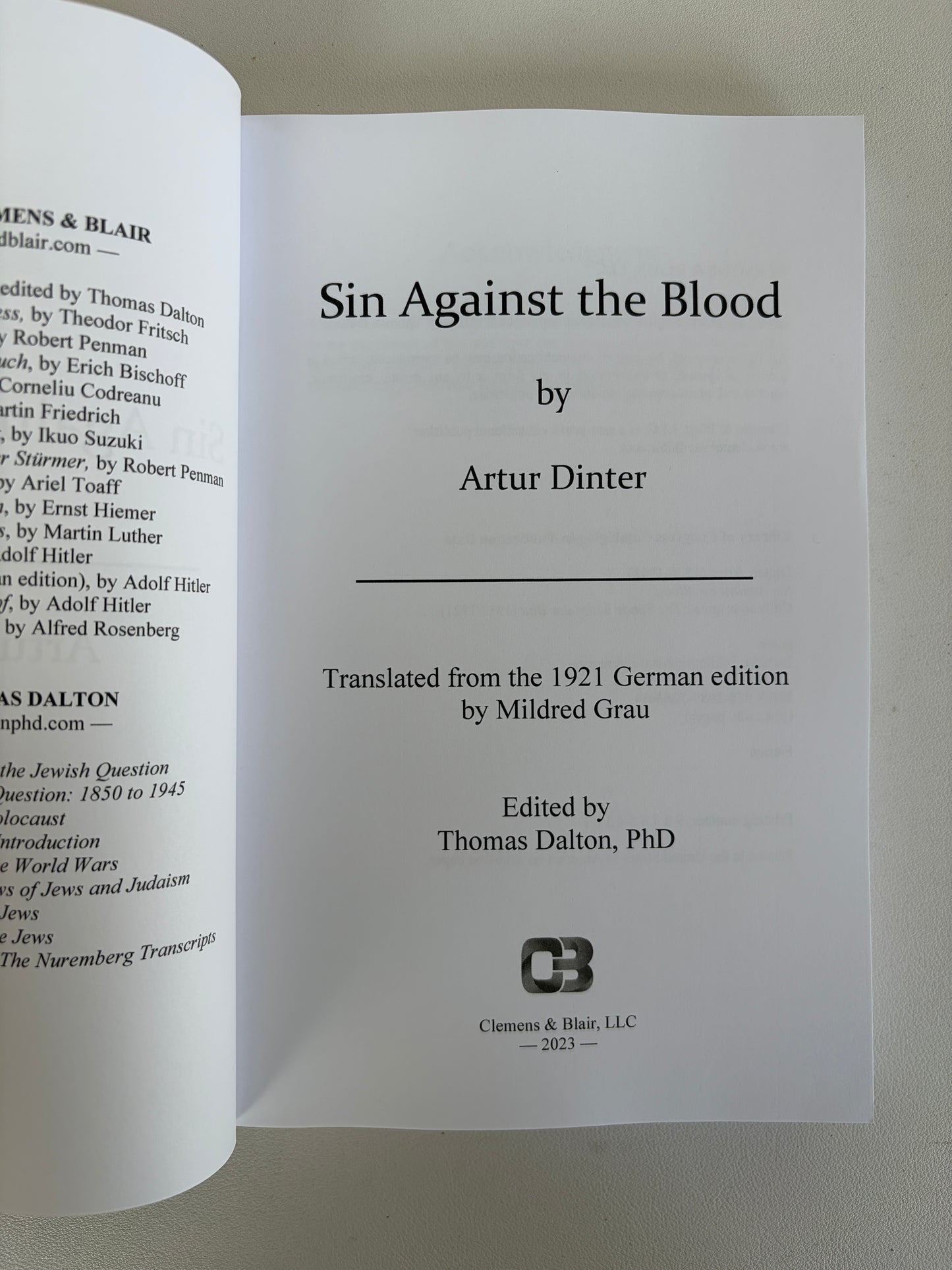 Sin Against the Blood by Arthur Dinter PB