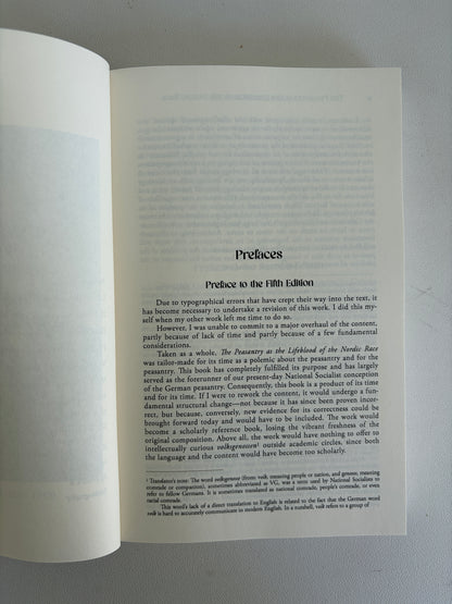 Peasantry as the Lifeblood of the Nordic Race by Richard Darre PB