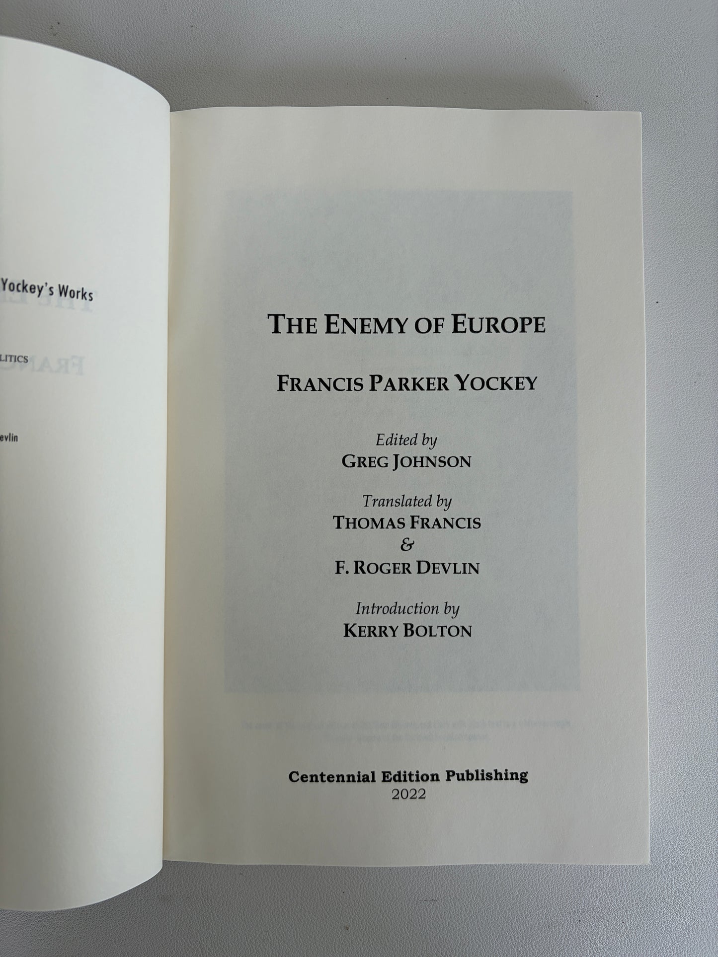 Enemy of Europe by Francis Yockey PB