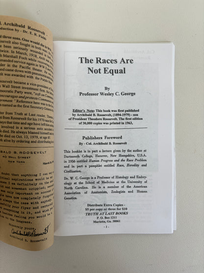 Races Are Not Equal by Wesley George SB