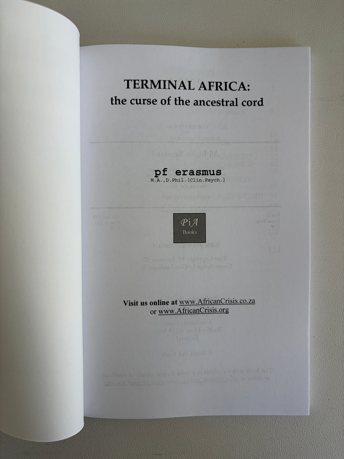 Terminal Africa: The Curse of Ancestral Coil by Peter Erasmus PB