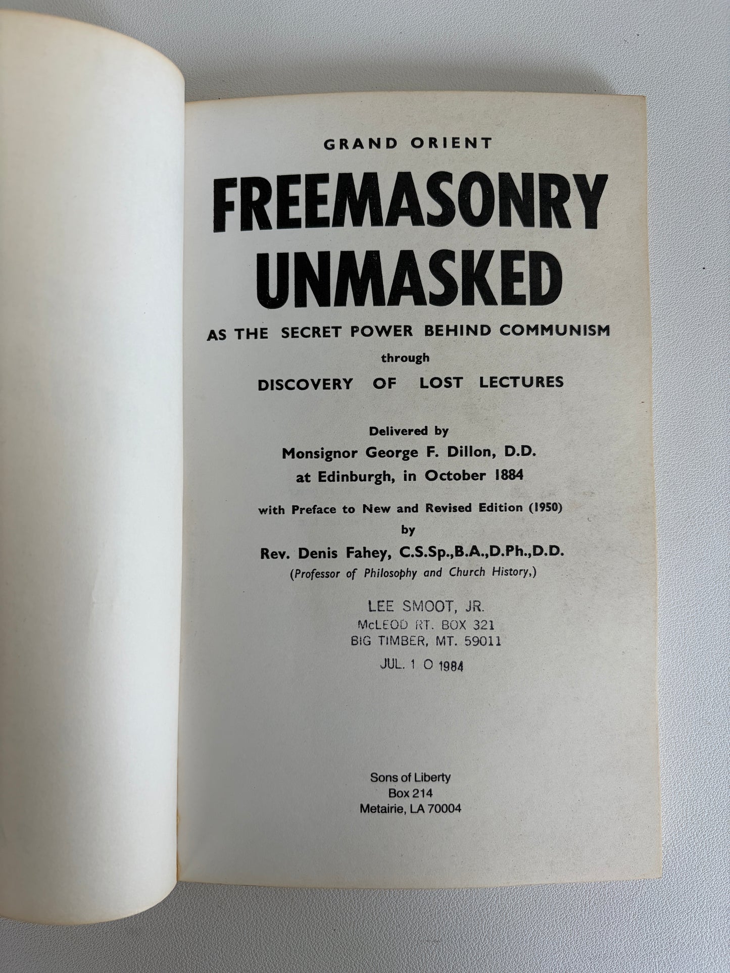 Grand Orient Freemasonry Unmasked by George Dillon PB