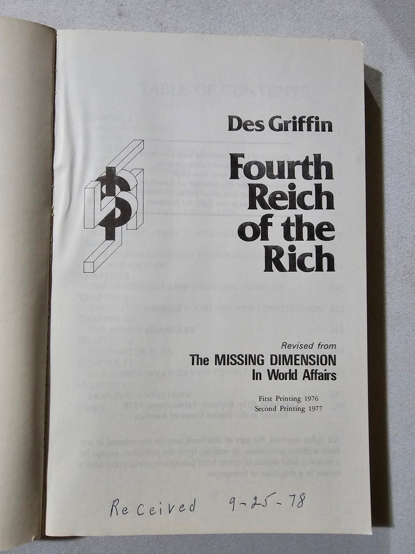 Fourth Reich of the Rich by Des Griffin PB