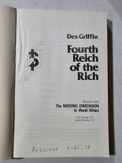 Fourth Reich of the Rich by Des Griffin PB