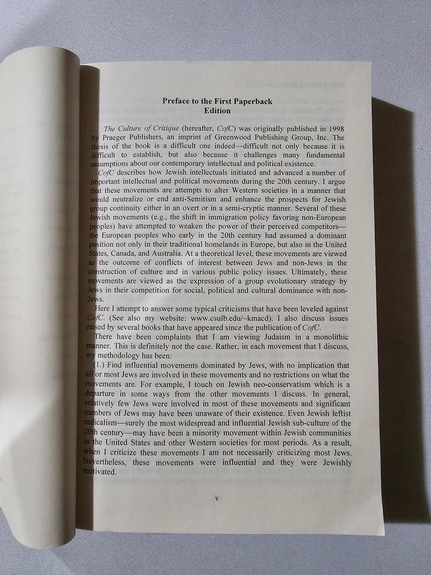 Culture of Critique: Analysis of Jewish Involvement by Kevin MacDonald PB