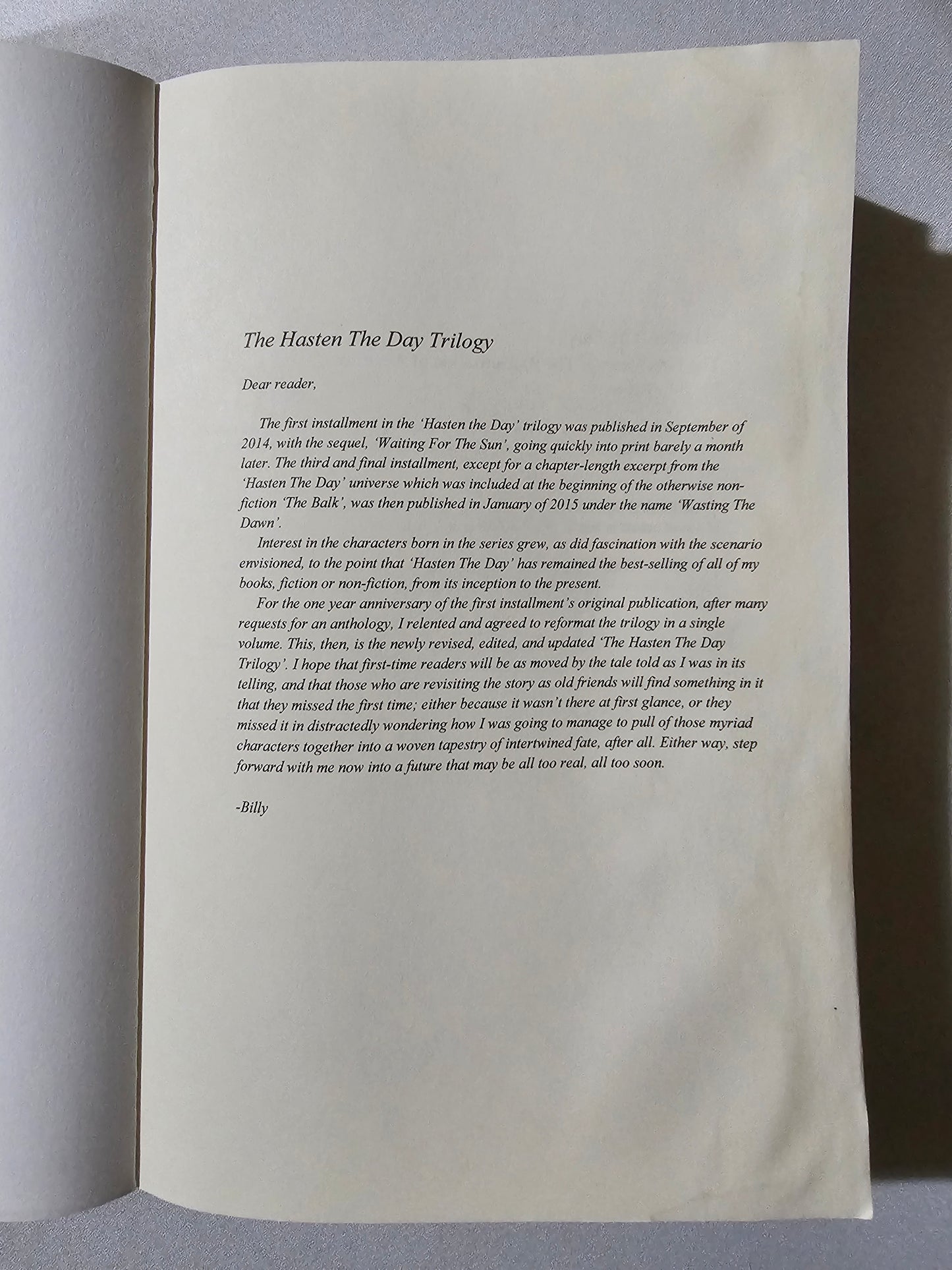 Hasten the Day Trilogy by Billy Roper