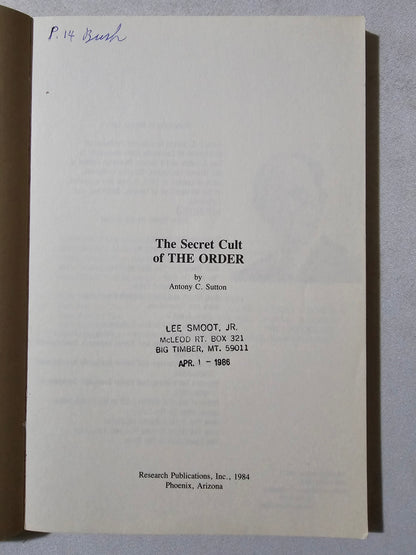 Secret Cult of the Order by Antony Sutton