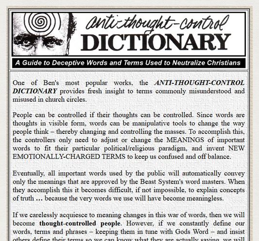 Anti-Thought-Control Dictionary by Ben Williams