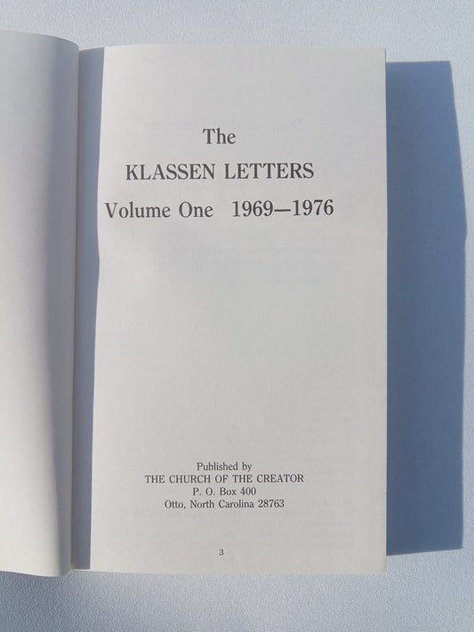 Klassen Letters, Volume 1: 1969 to 1976 by Ben Klassen PB