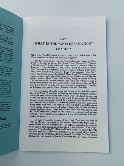 Anti-Defamation League: Its Use in the World Communist Offensive by Robert Williams SB