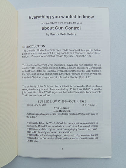 Everything You Wanted to Know About Gun Control by Pete Peters SB