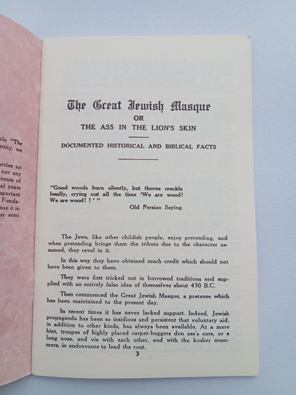 Great Jewish Masque: Ass in the Lion's Skin by Arnold Leese SB