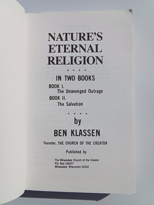 Nature's Eternal Religion by Ben Klassen PB