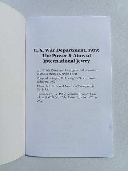 Power and Aims of International Jewry by United States War Department SB
