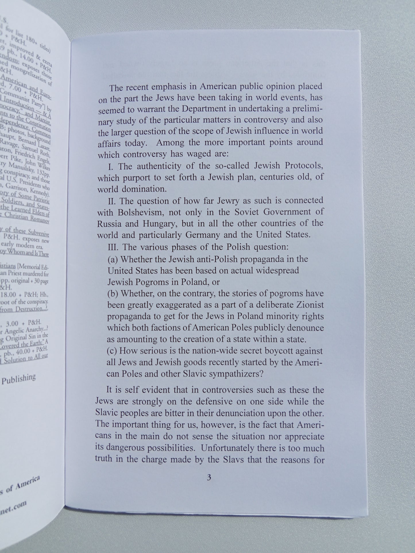 Power and Aims of International Jewry by United States War Department SB