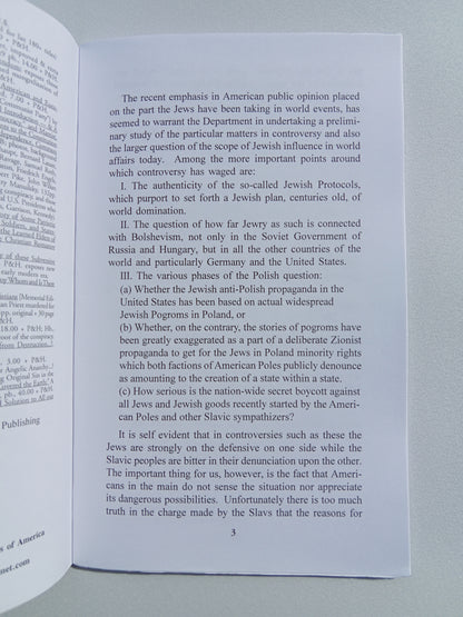 Power and Aims of International Jewry by United States War Department SB