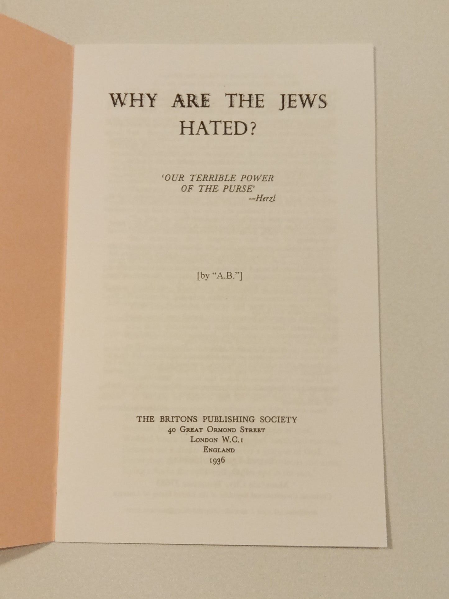 Why Are the Jews Hated? by A. B. SB