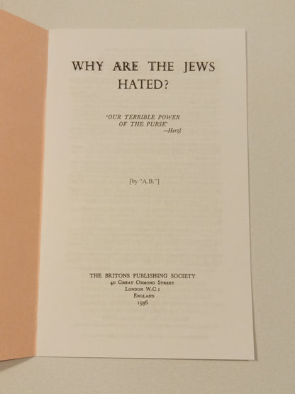 Why Are the Jews Hated? by A. B. SB