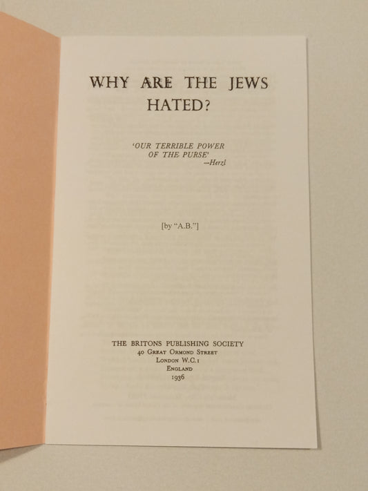 Why Are the Jews Hated? by A. B. SB