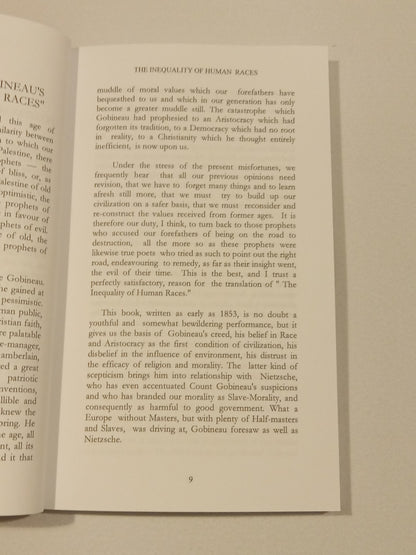 Essay on the Inequality of Human Races: Causes of Wars by Arthur de Gobineau PB
