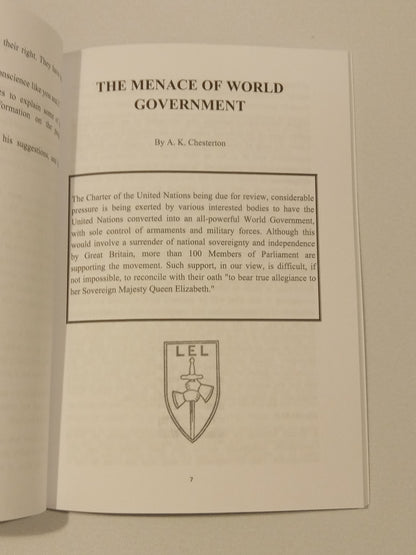 Menace of World Government by Arthur Chesterton