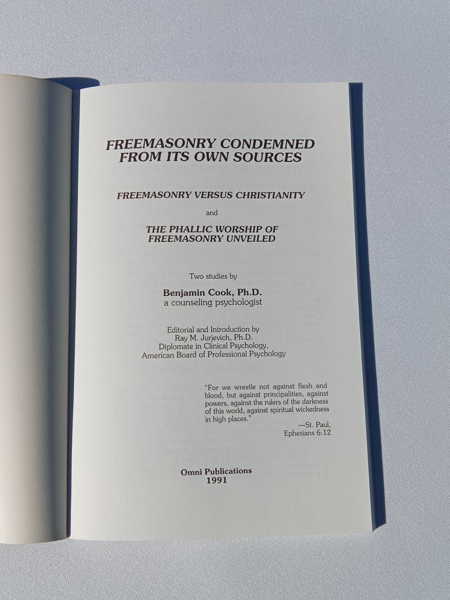 Freemasonry Condemned from Its Own Sources by Benjamin Cook PB