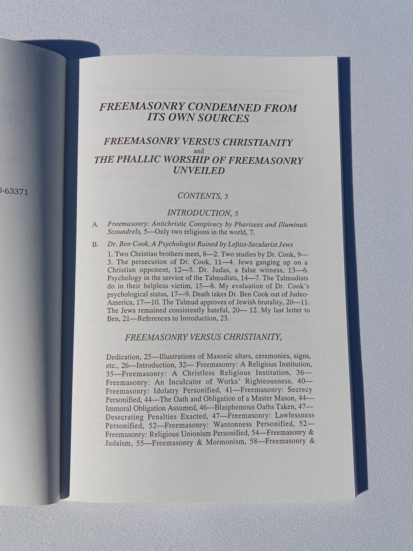 Freemasonry Condemned from Its Own Sources by Benjamin Cook PB