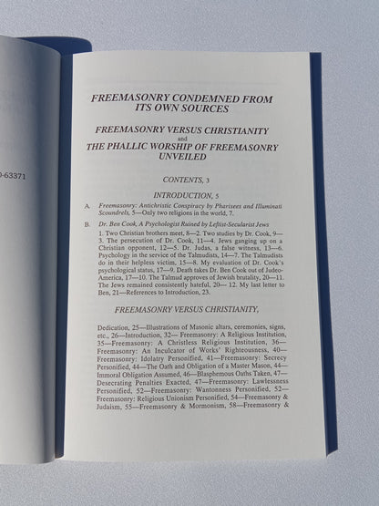 Freemasonry Condemned from Its Own Sources by Benjamin Cook PB
