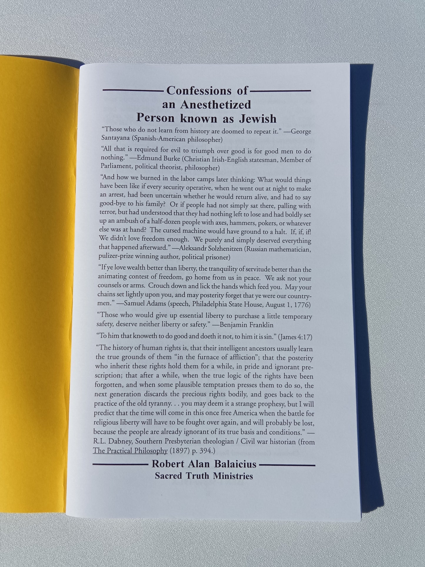 Confessions of an Anesthetized Person Known as Jewish by Robert Balaicius SB