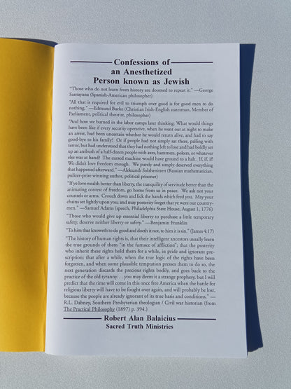 Confessions of an Anesthetized Person Known as Jewish by Robert Balaicius SB