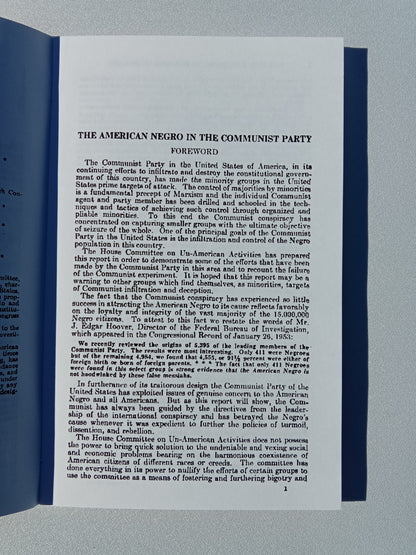American Negro in the Communist Party by House Comm of Un-American Activities SB