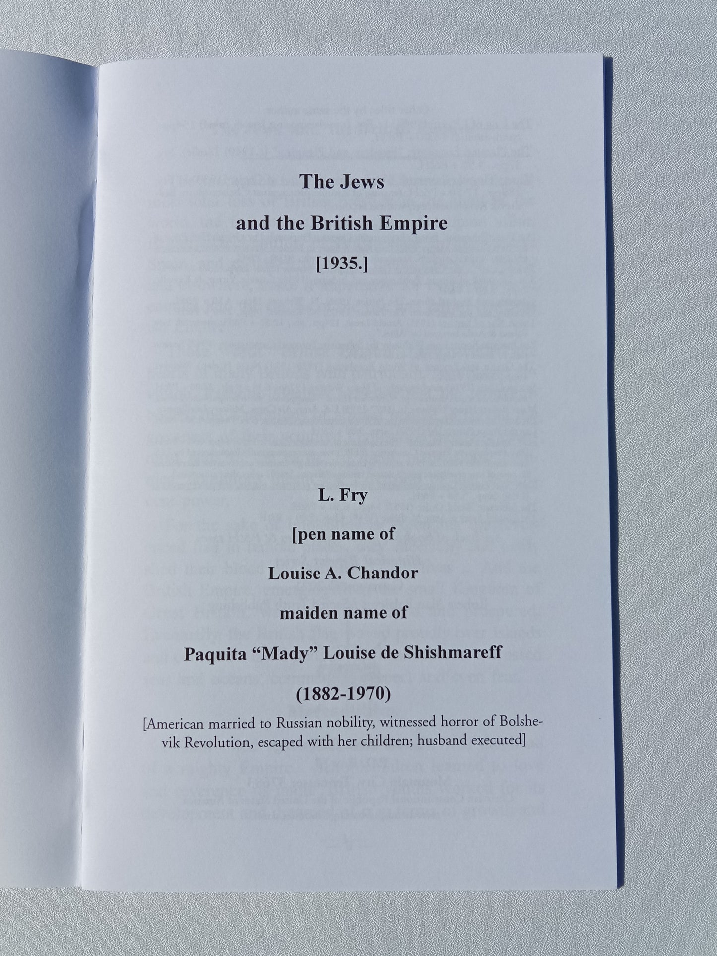 Jews and the British Empire by Leslie Fry SB