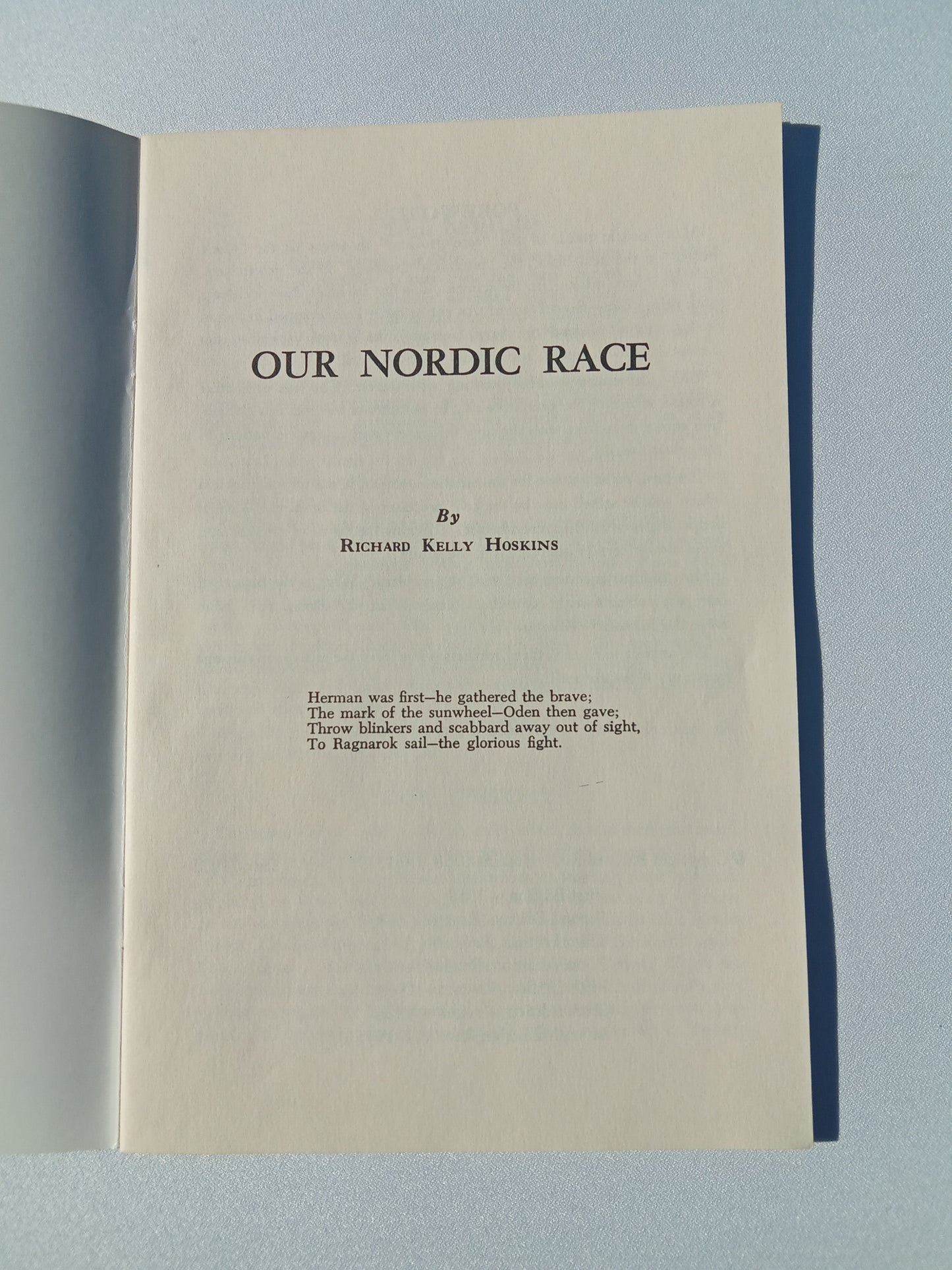 Our Nordic Race by Richard Hoskins SB