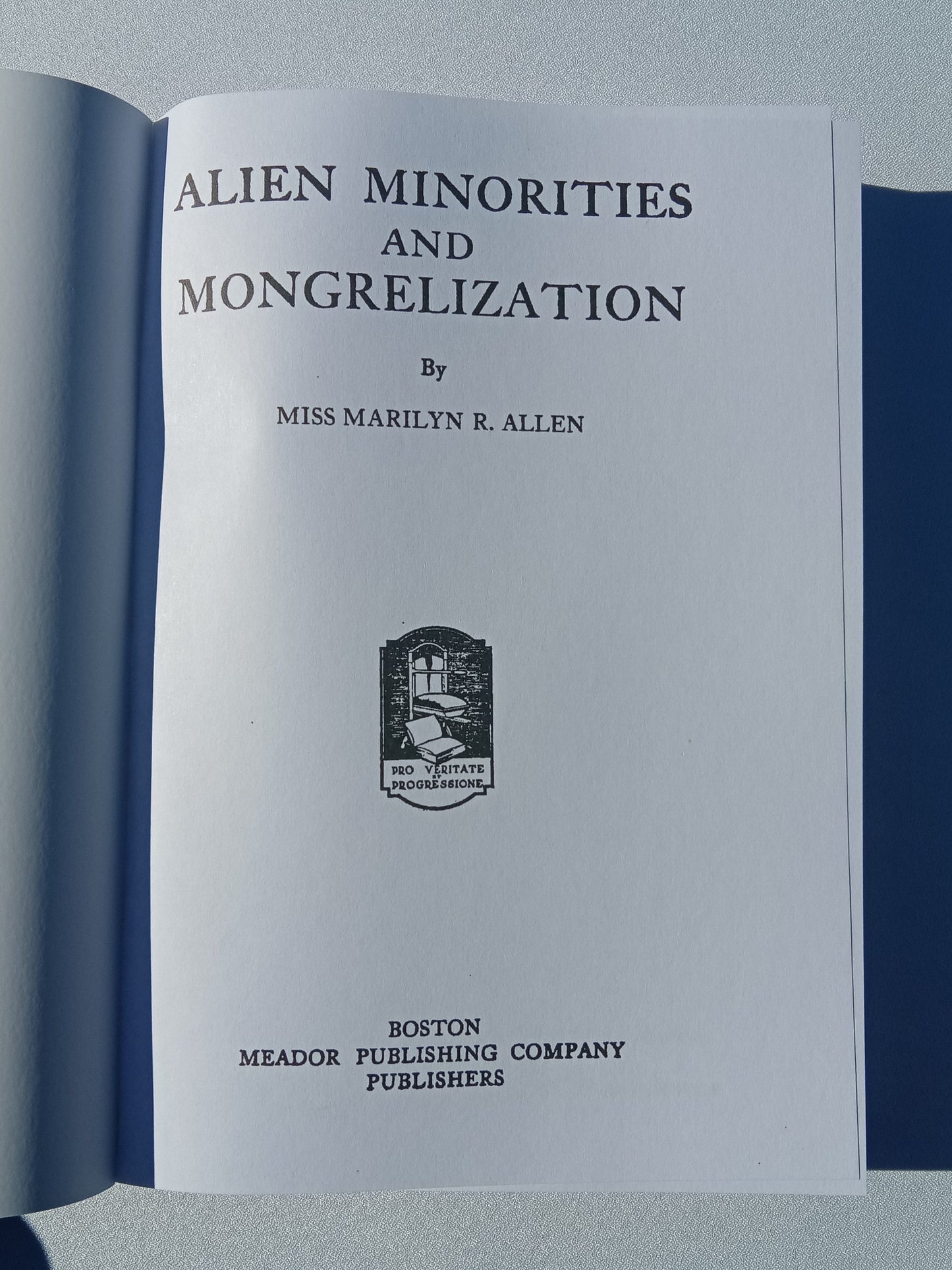 Alien Minorities and Mongrelization by Marilyn Allen PB