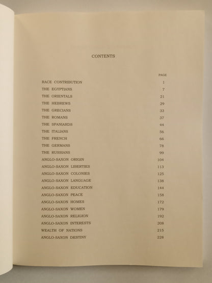 Anglo-Saxon Supremacy: Race Contributions to Civilization by John Brandt PB