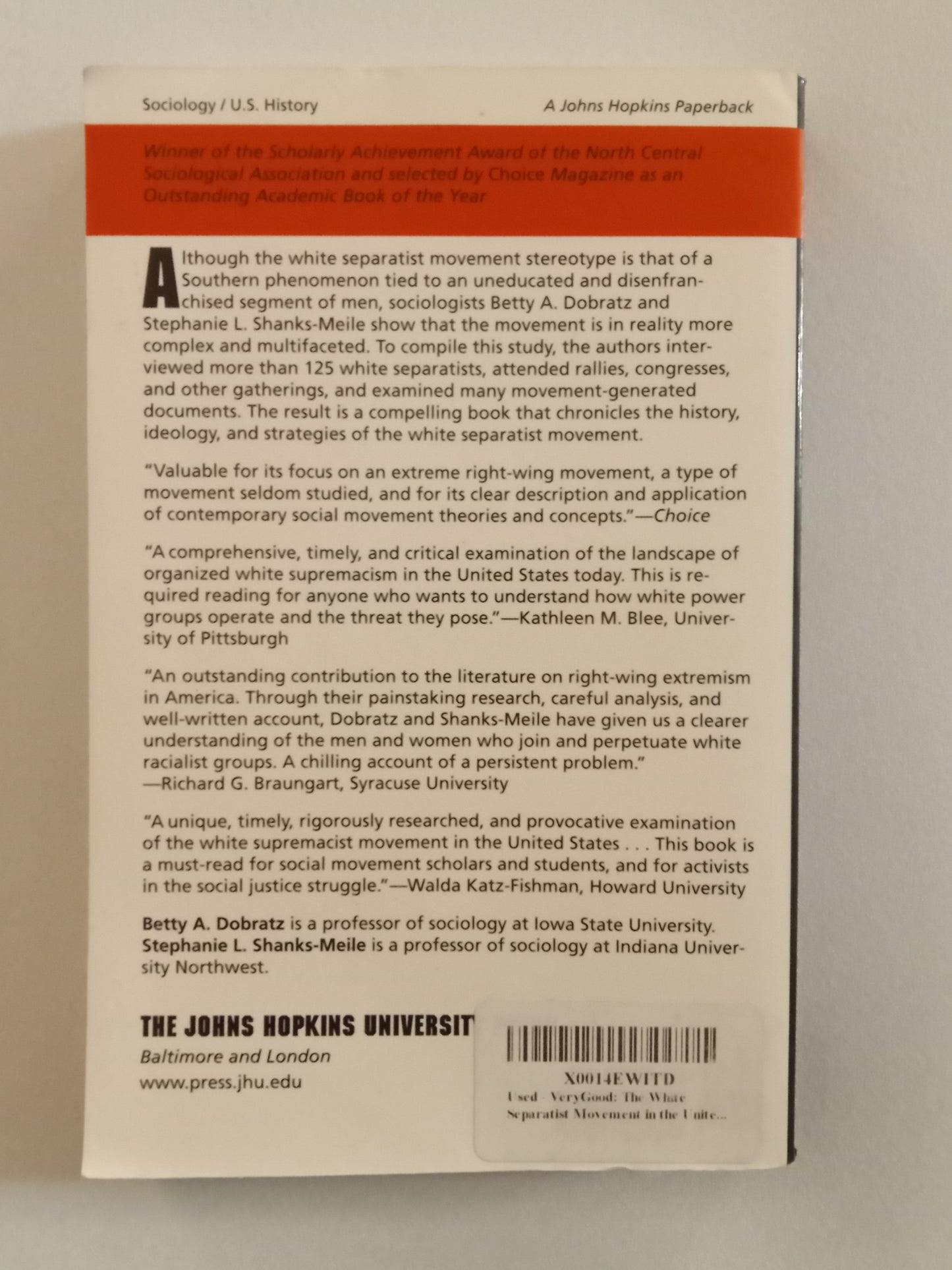 White Separatist Movement in the United States: White Power, White Pride! by Betty Dobratz
