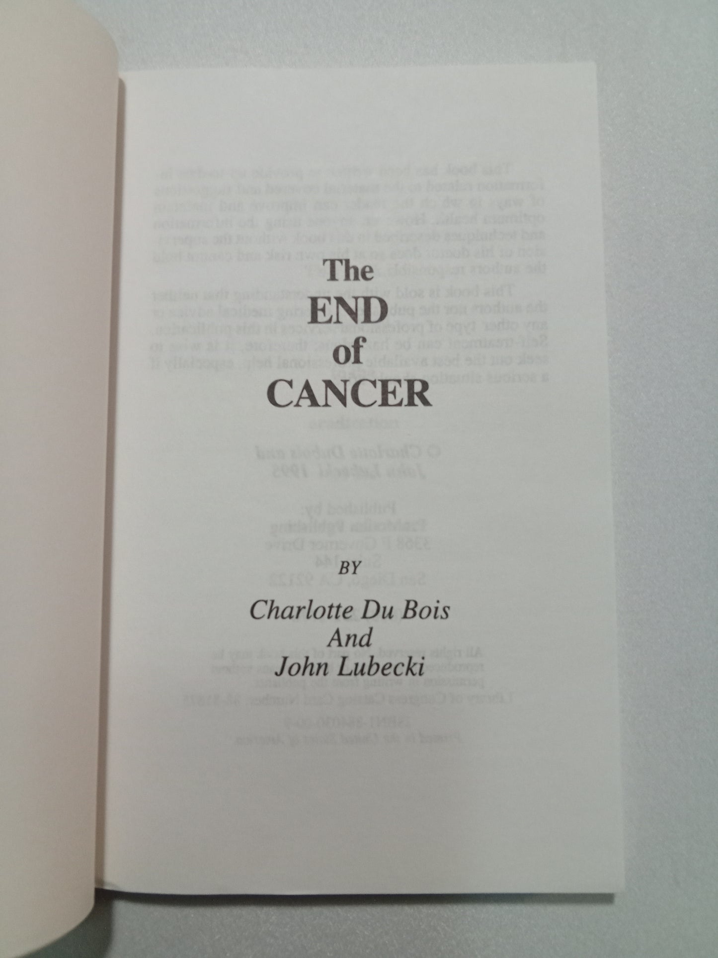 End of Cancer by Charlotte DuBois