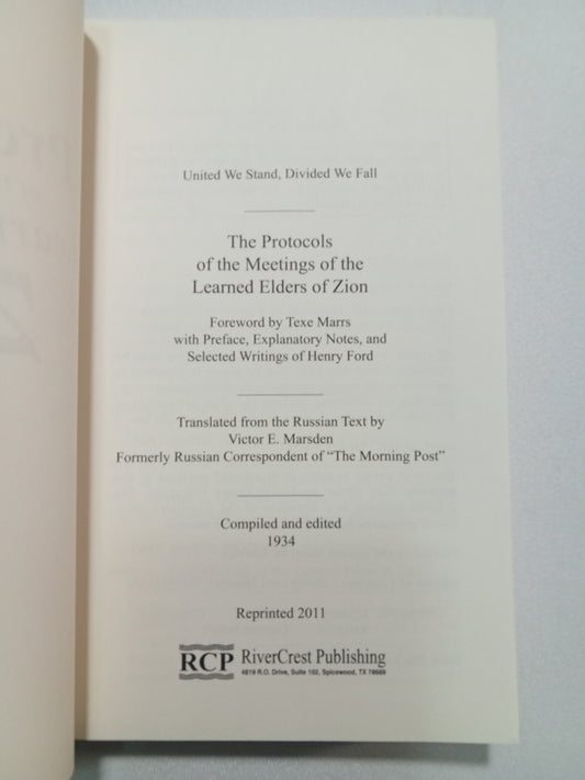 'Protocols of the Learned Elders of Zion by Texe Marrs