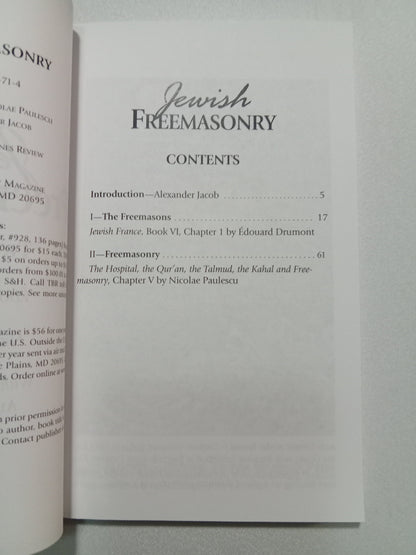 'Jewish Freemasonry: Two Treatises by Edouard Drumont PB
